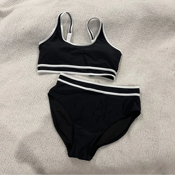 Black and White Women's high waisted Swimwear Set L NWT never - Picture 6 of 10